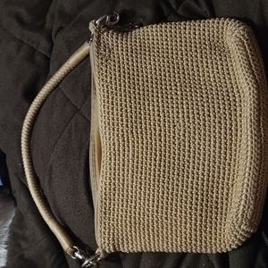 Lina Brown Crocheted Purse With Braided Handle Medium